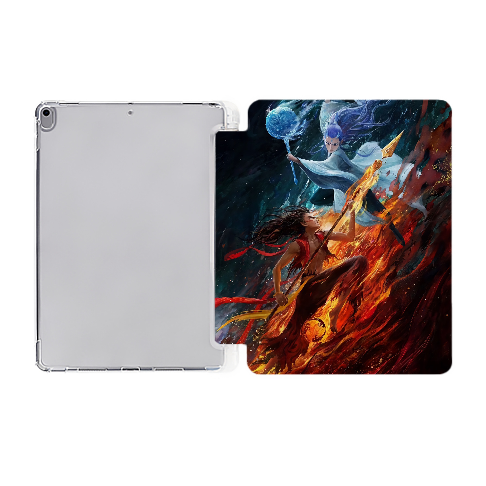 Ne Zha 2 ナタ 魔童の大暴れ IPad ケース ペン収納付き 三つ折りスタンド PUレザー×シリコン 対応機種9.5/10.5/10.9インチ